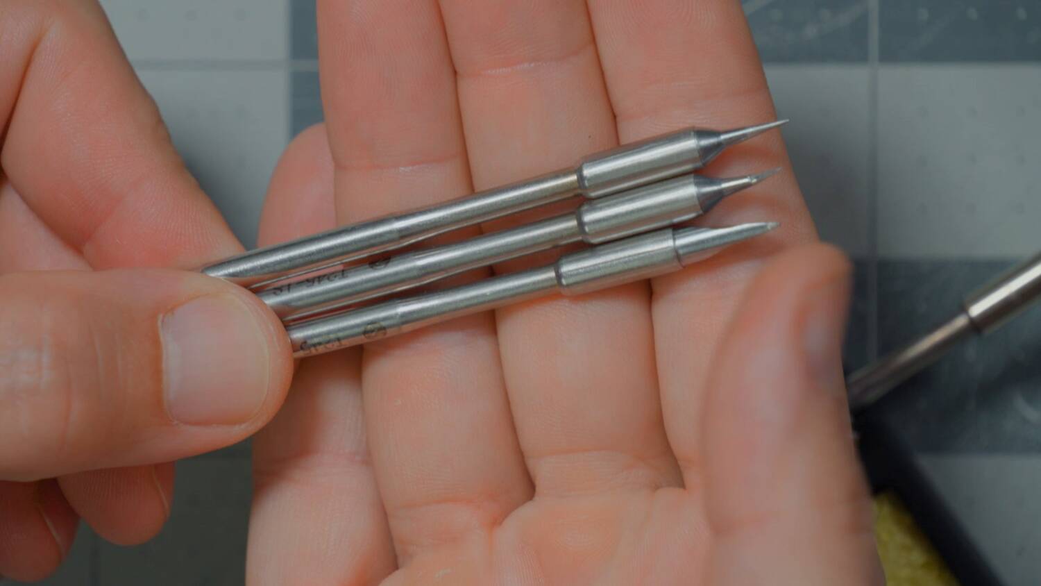 The three tips included with the T90B