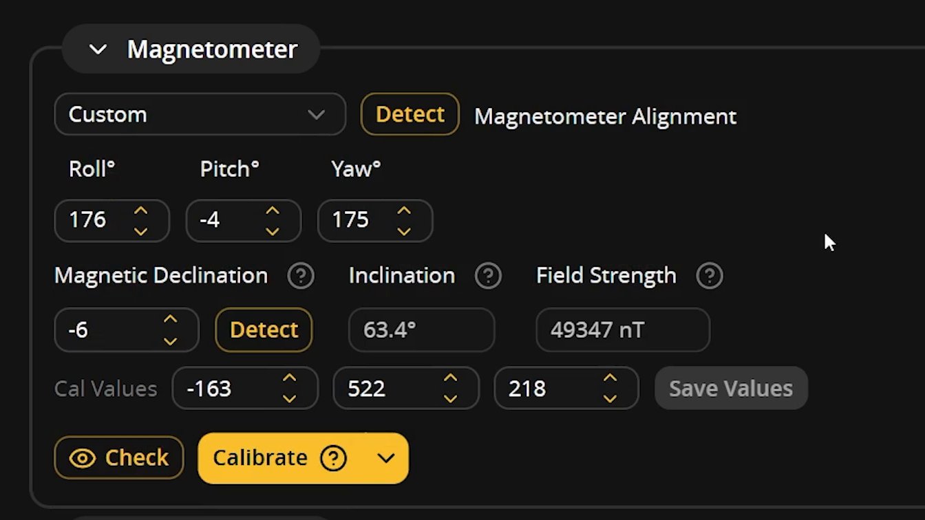 Custom magnetometer alignment: Roll 176, Pitch -4, Yaw 175