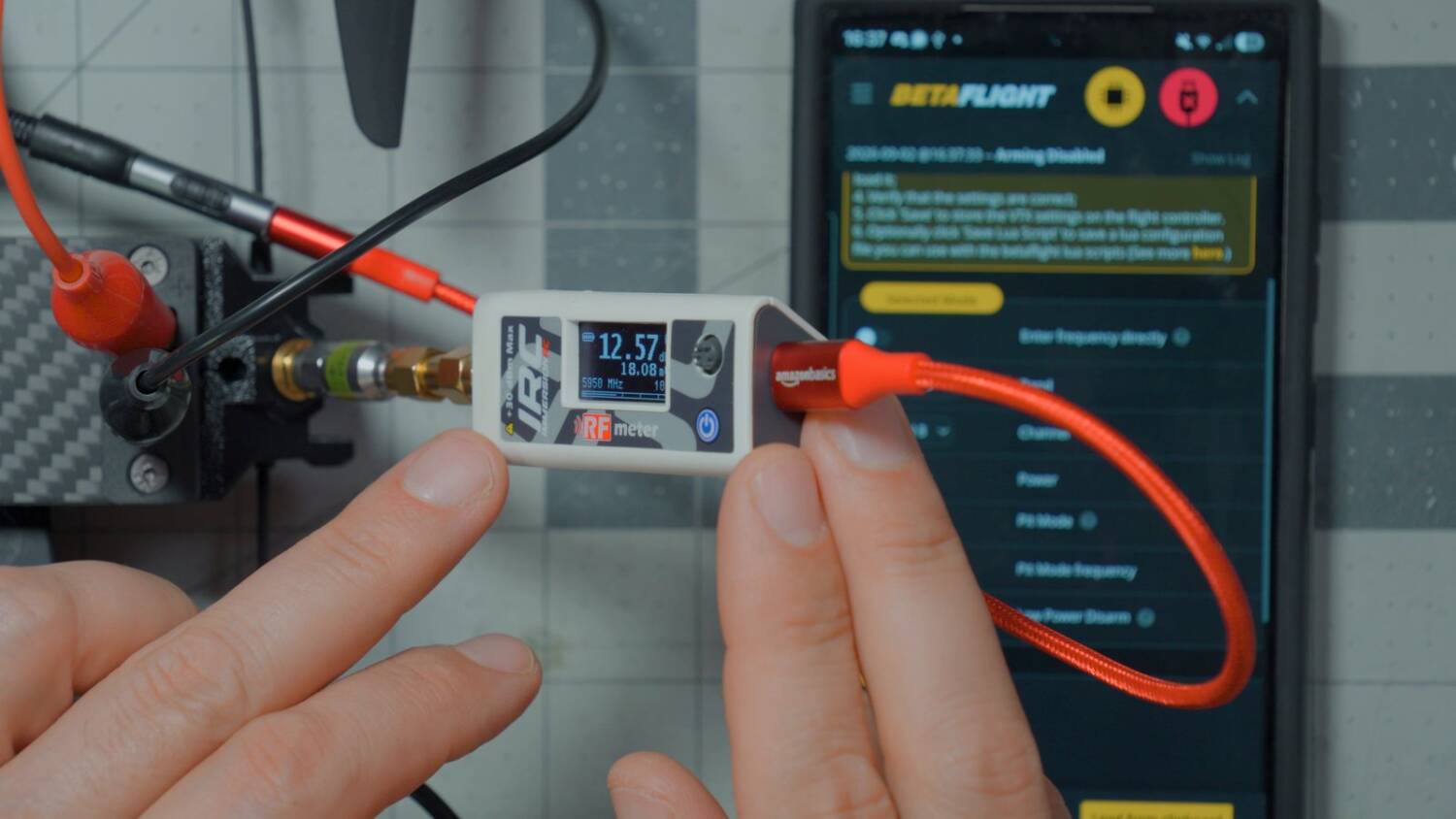 The ImmersionRC RF Power Meter on the vTX
