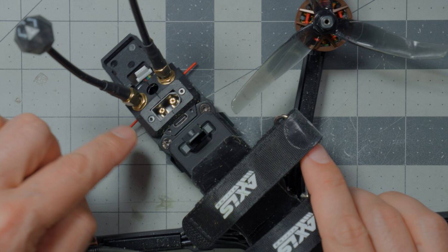 A 3D printed bulkhead XT60 on a different drone