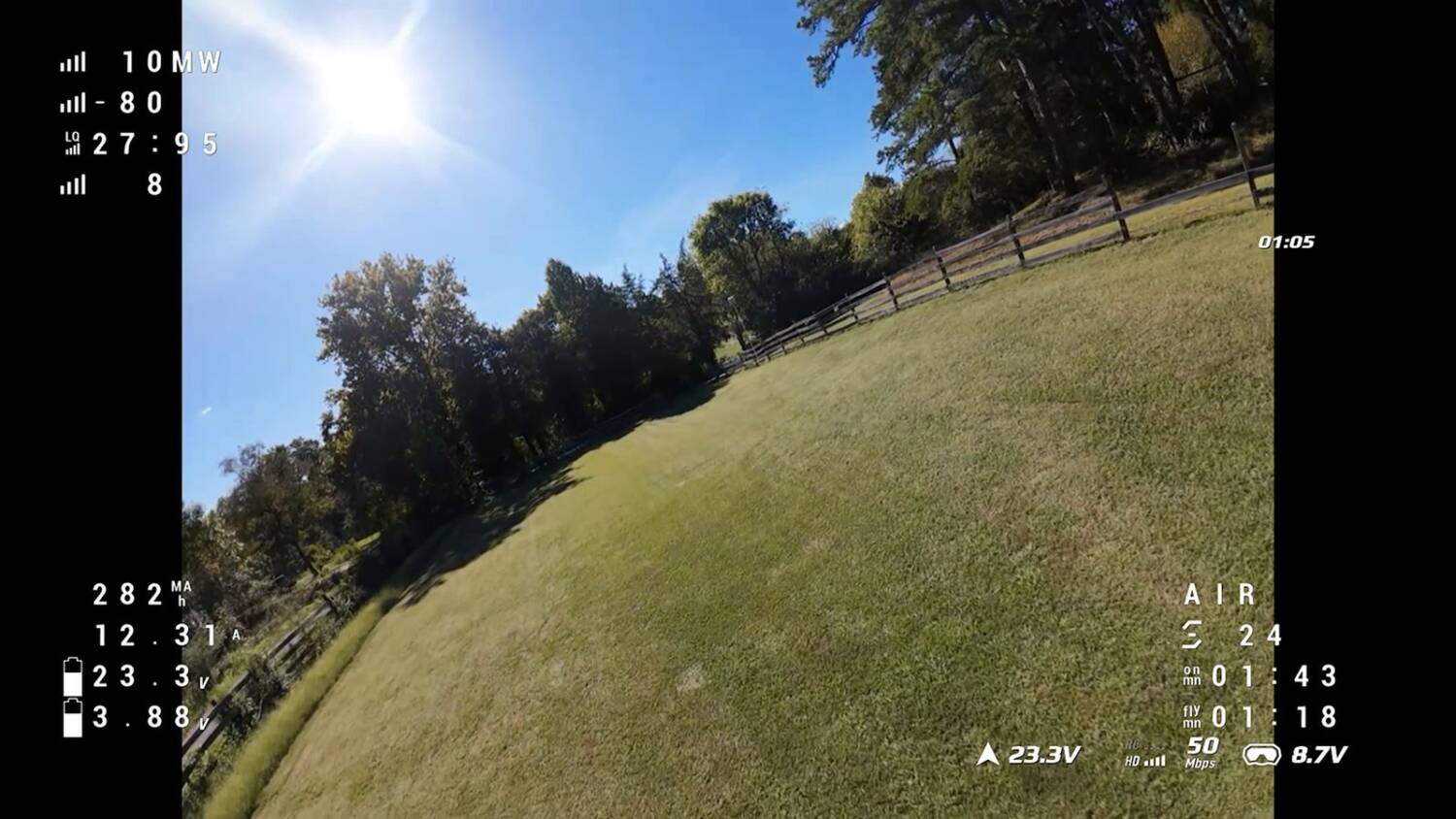 FPV view from the flight test