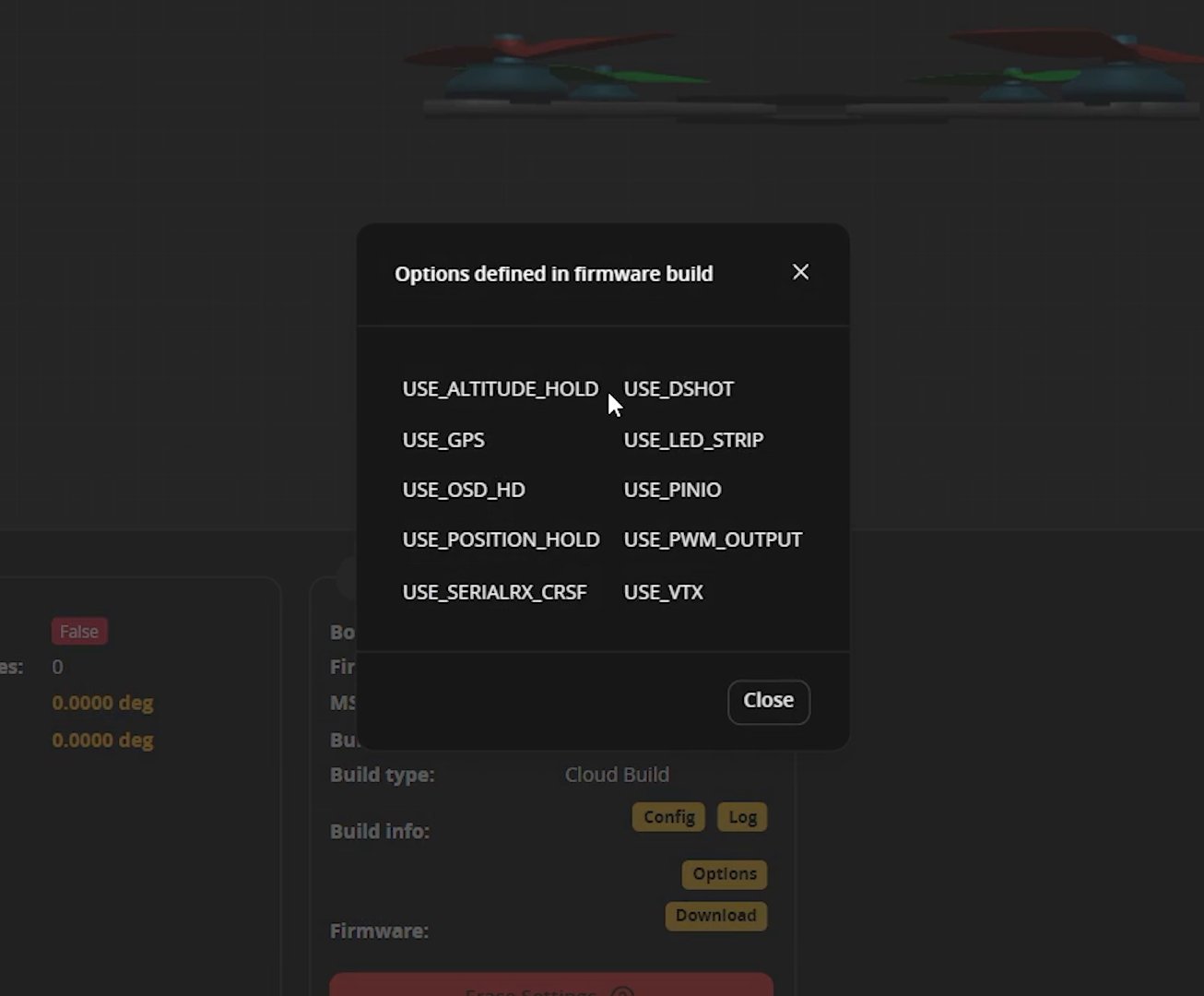 Betaflight firmware options with no magnetometer