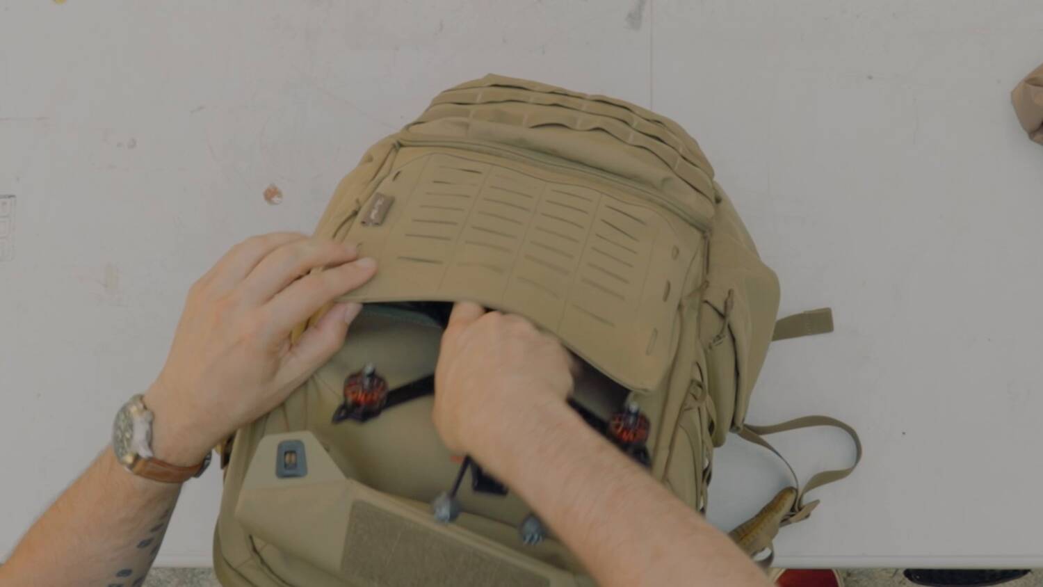 A 5-inch drone going into the drop compartment