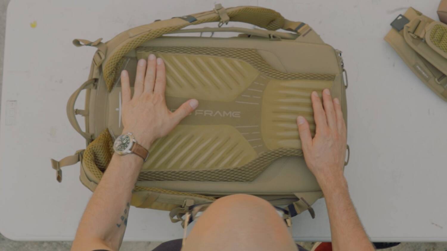 The padded, adjustable back frame