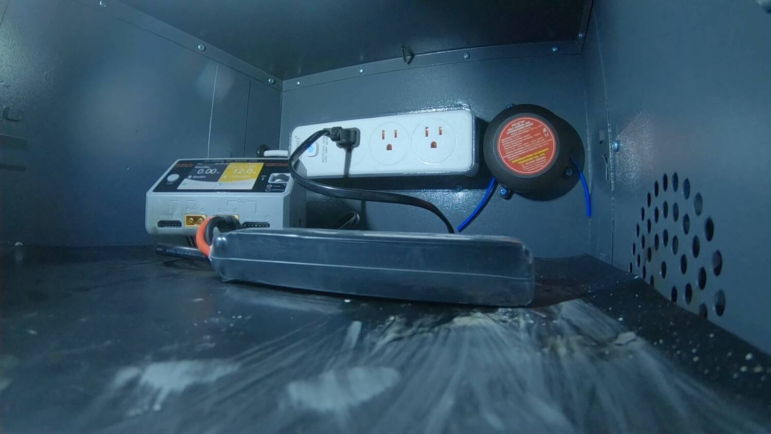 The LiPo charging inside the closed cabinet